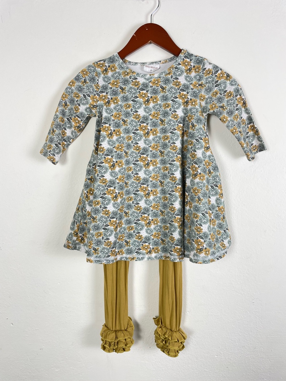 Sassy Siblings Girls Floral Dress & Ruffle Legging Set Size 8 BTS Fall
